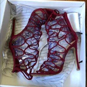 Aldo sandals/heels burgundy size 7 women used once